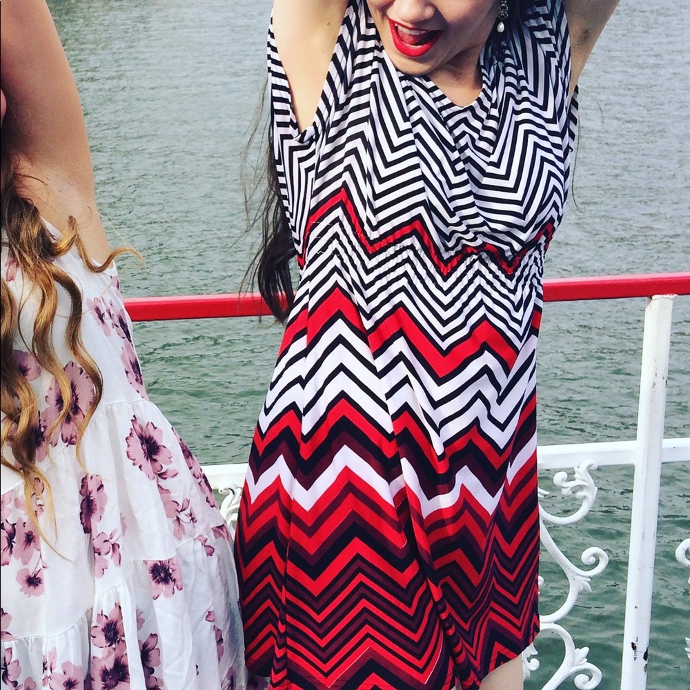 Papillon Red, Black, and White Dress